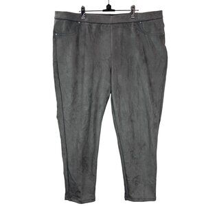 Ruby Rd. 2X Gray Suede-Like Womens Pants Stretch Elastic Waist Pull On